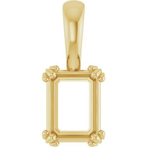 14K Yellow Gold 8x6 mm Emerald Pendant Mounting – image 2