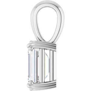 14K White Gold 8x6 mm Emerald Pendant Mounting – image 5