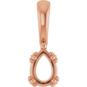 10K Rose Gold 7x5 mm Pear Pendant Mounting – image 2