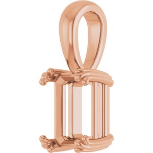 10K Rose Gold 8x6 mm Emerald Pendant Mounting – image 4
