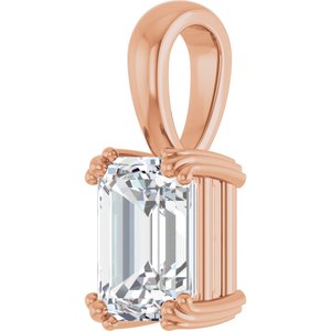 14K Rose Gold 8x6 mm Emerald Pendant Mounting – image 3