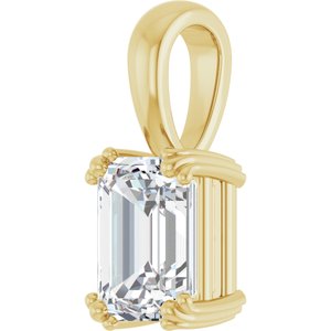 14K Yellow Gold 8x6 mm Emerald Pendant Mounting – image 3