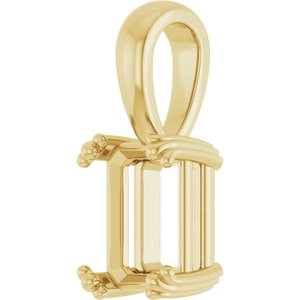 14K Yellow Gold 8x6 mm Emerald Pendant Mounting – image 4