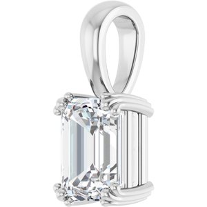 18K White Gold 8x6 mm Emerald Pendant Mounting – image 3