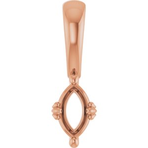 14K Rose Gold 6x3.5 mm Marquise Pendant Mounting – image 2