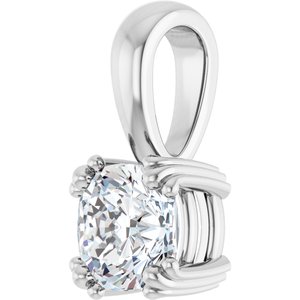 18K White Gold 6x6 mm Cushion Pendant Mounting – image 3
