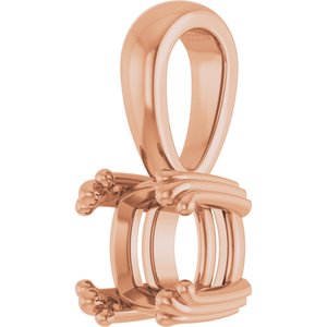 14K Rose Gold 6x6 mm Cushion Pendant Mounting – image 4