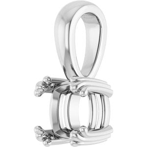 10K White Gold 6x6 mm Cushion Pendant Mounting – image 4
