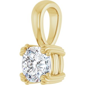 10K Yellow Gold 6x6 mm Cushion Pendant Mounting – image 3