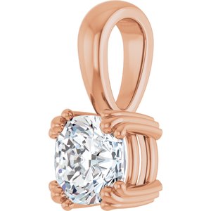 14K Rose Gold 6x6 mm Cushion Pendant Mounting – image 3