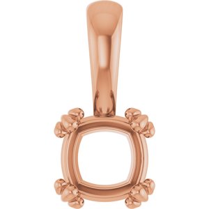 10K Rose Gold 6x6 mm Cushion Pendant Mounting – image 2