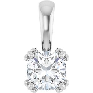 Platinum 6x6 mm Cushion Pendant Mounting