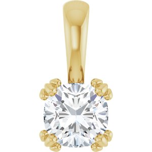 14K Yellow Gold 6x6 mm Cushion Pendant Mounting