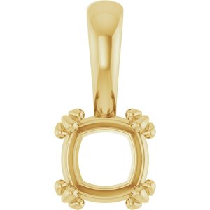 18K Yellow Gold 6x6 mm Cushion Pendant Mounting – image 2