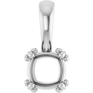 18K White Gold 6x6 mm Cushion Pendant Mounting – image 2