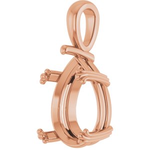 18K Rose Gold 16x12 mm Pear Pendant Mounting – image 4