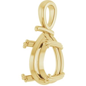 14K Yellow Gold 16x12 mm Pear Pendant Mounting – image 4