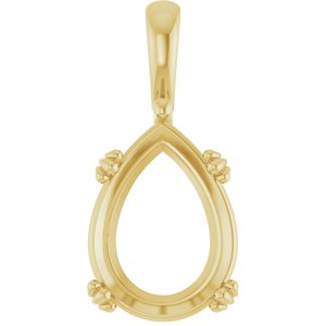18K Yellow Gold 16x12 mm Pear Pendant Mounting – image 2