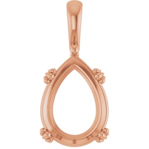 18K Rose Gold 16x12 mm Pear Pendant Mounting – image 2