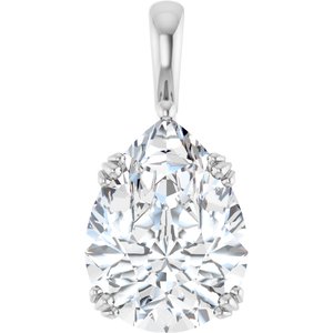 14K X1 White Gold 16x12 mm Pear Pendant Mounting