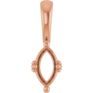 14K Rose Gold 8x4.5 mm Marquise Pendant Mounting – image 2