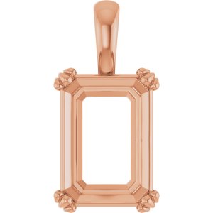 10K Rose Gold 14x10 mm Emerald Pendant Mounting – image 2