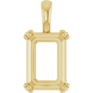14K Yellow Gold 14x10 mm Emerald Pendant Mounting – image 2