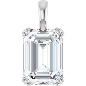 14K White Gold 14x10 mm Emerald Pendant Mounting