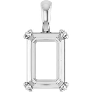 Sterling Silver 14x10 mm Emerald Pendant Mounting – image 2