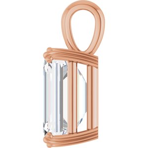 14K Rose Gold 14x10 mm Emerald Pendant Mounting – image 5