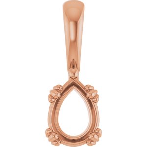 10K Rose Gold 8x6 mm Pear Pendant Mounting – image 2