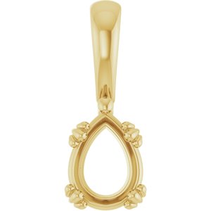 14K Yellow Gold 8x6 mm Pear Pendant Mounting – image 2