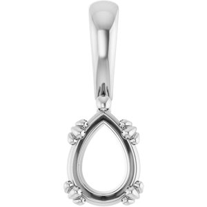 14K X1 White Gold 8x6 mm Pear Pendant Mounting – image 2