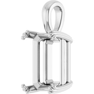 14K X1 White Gold 14x10 mm Emerald Pendant Mounting – image 4