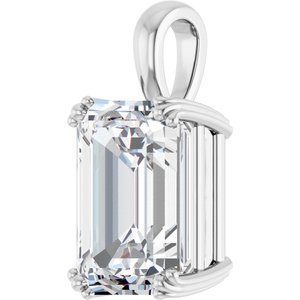 10K White Gold 14x10 mm Emerald Pendant Mounting – image 3