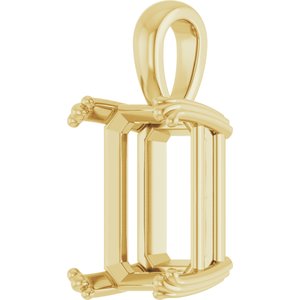 10K Yellow Gold 14x10 mm Emerald Pendant Mounting – image 4