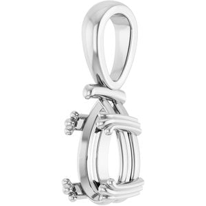 14K White Gold 10x6 mm Pear Pendant Mounting – image 4