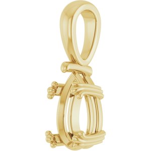 10K Yellow Gold 10x6 mm Pear Pendant Mounting – image 4
