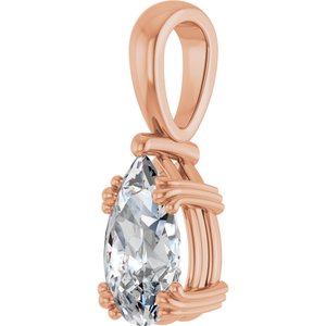 14K Rose Gold 10x6 mm Pear Pendant Mounting – image 3