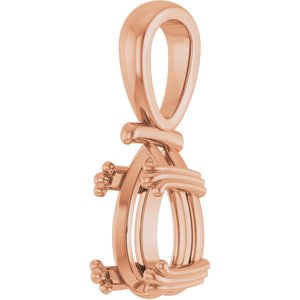 14K Rose Gold 10x6 mm Pear Pendant Mounting – image 4