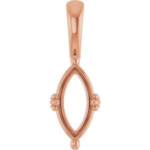 14K Rose Gold 11x5.5 mm Marquise Pendant Mounting – image 2
