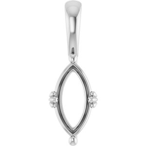 14K X1 White Gold 11x5.5 mm Marquise Pendant Mounting – image 2