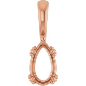 10K Rose Gold 10x6 mm Pear Pendant Mounting – image 2