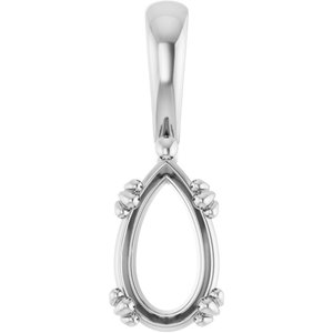 14K X1 White Gold 10x6 mm Pear Pendant Mounting – image 2