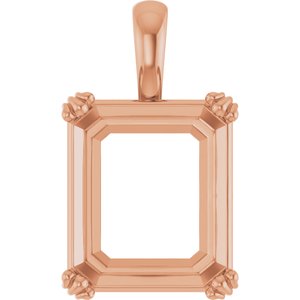 14K Rose Gold 15x13 mm Emerald Pendant Mounting – image 2