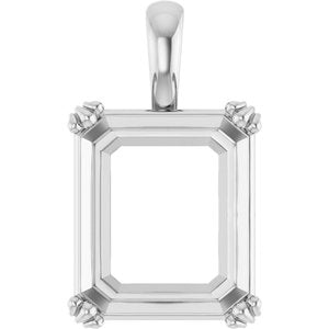 Sterling Silver 15x13 mm Emerald Pendant Mounting – image 2