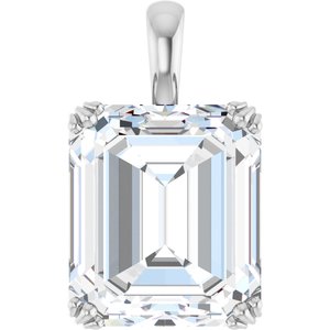 14K White Gold 15x13 mm Emerald Pendant Mounting