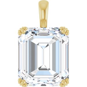 14K Yellow Gold 15x13 mm Emerald Pendant Mounting