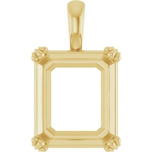 14K Yellow Gold 15x13 mm Emerald Pendant Mounting – image 2