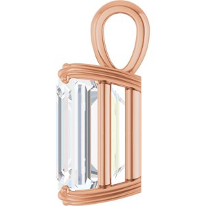 14K Rose Gold 15x13 mm Emerald Pendant Mounting – image 5